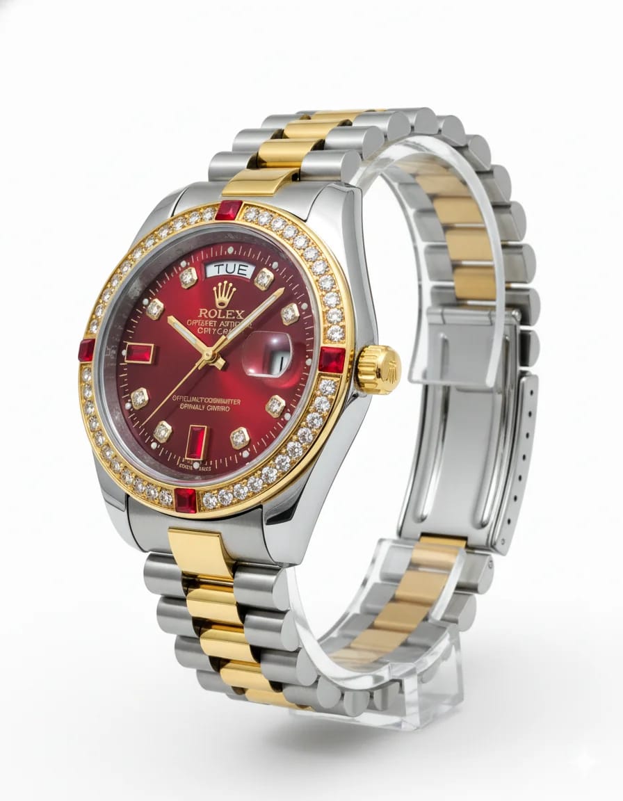 Rolex watch Gold Mehroon