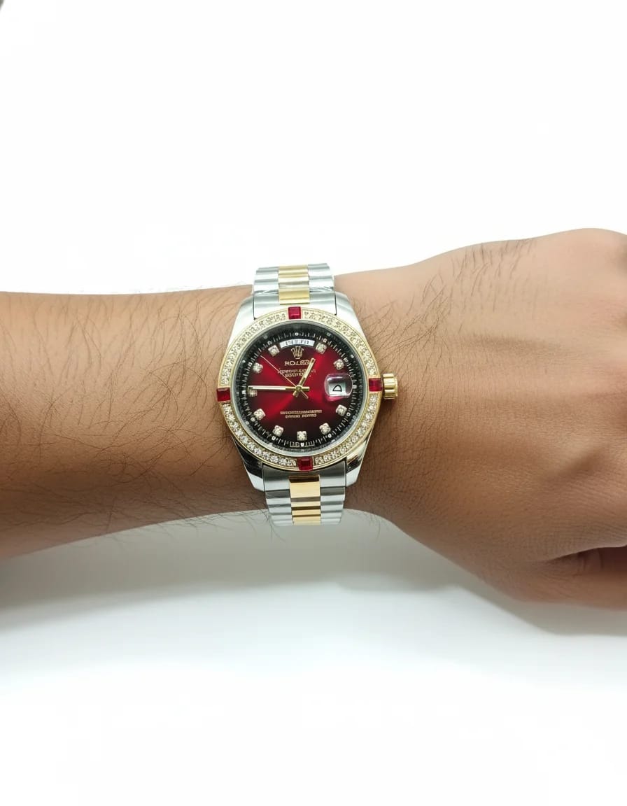 Rolex watch Gold Mehroon